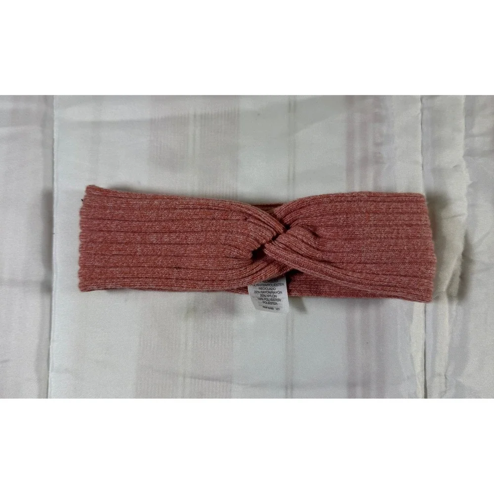 Universal Thread Coral Pink Ribbed Knit Twist Front Headband Accessory